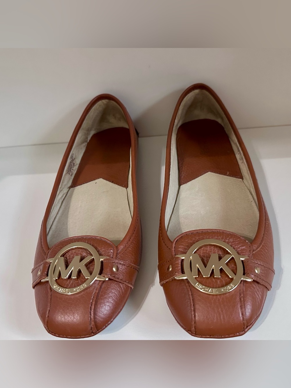 Michael Kors Brown Leather MK Circle Logo Loafers